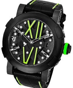 Titanic DNA Steampunk Auto Green in Black PVD Steel Black Skeleton Dial with Green Lacquered Markers