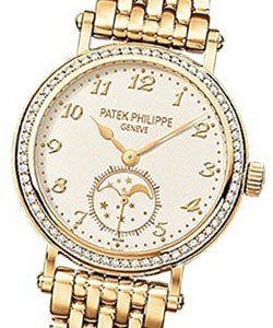 Complicated Ref 7121-1J-001 Moon Phase with Diamond Bezel on Yellow Gold Bracelet with White Dial