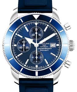 Superocean Heritage 46mm Mens in Steel on Blue Rubber Strap with Blue Dial