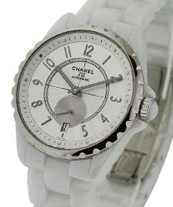 J12 Automatic 36mm in White Ceramic on White Ceramic Bracelet with White Dial