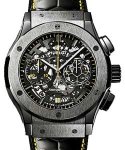 Classic Fusion Pele 45mm in Black Ceramic on Black Crocodile Leather Strap with Black Dial