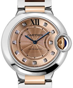 Ballon Bleu 36mm in Steel on Steel and Rose Gold Bracelet with Rose Diamond Dial