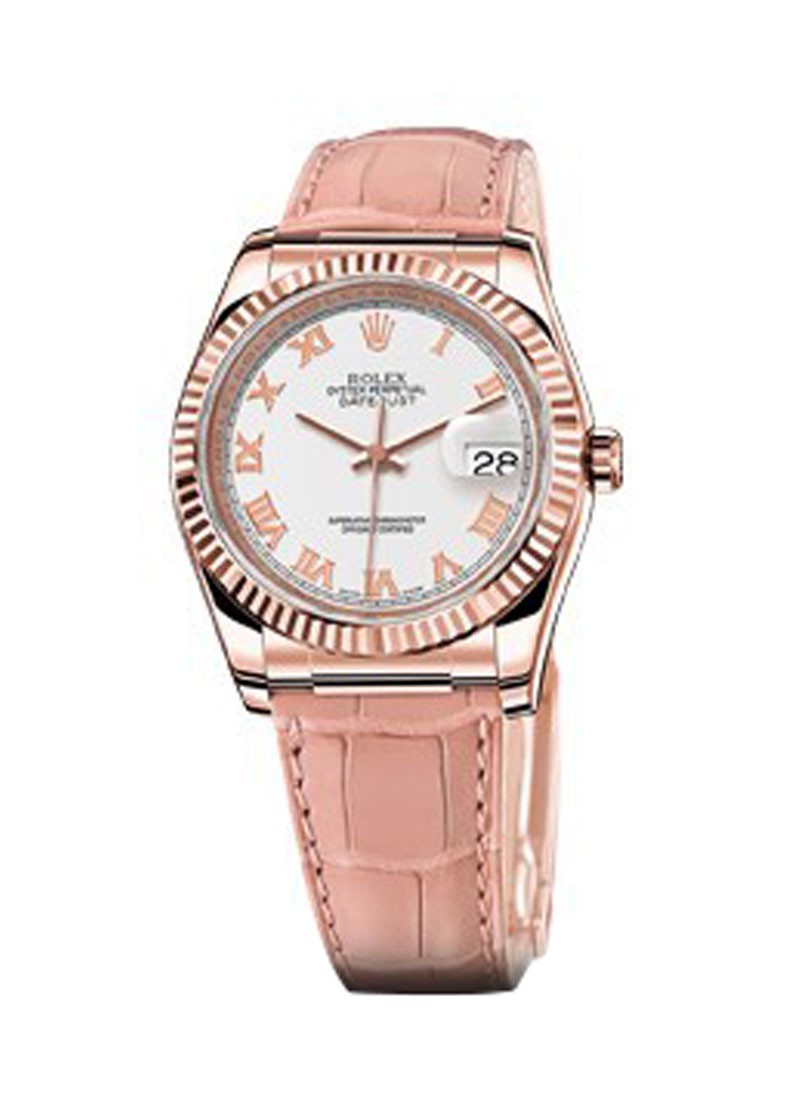 Modig Grader celsius pension 116135_white_roman Rolex Datejust 36mm Rose Gold on Strap | Essential  Watches