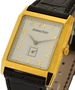 Edward Piguet in Yellow Gold on Black Leather Strap with Silver Dial
