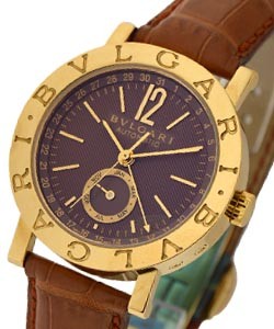 Diagono 38Mm in Yellow Gold on Brown Alligator Leather Strap with Brown Dial