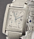 Tank Francaise Chronoflex in Steel on Bracelet with White Roman Dial