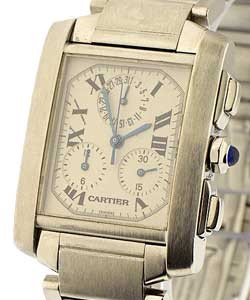 Tank Francaise Chronoflex in Steel on Bracelet with White Roman Dial