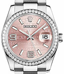Datejust 36 mm in Steel with Diamond B on Steel Jubilee Bracelet with Pink Wave Dial Index Markers