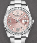 Datejust 36 mm in Steel with Diamond B on Steel Jubilee Bracelet with Pink Wave Dial Index Markers