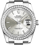 Datejust 36mm in Steel with Diamond Bezel on Oyster Bracelet with Silver Index Dial