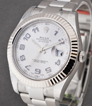 Datejust II in Steel with Fluted Bezel on Steel Oyster Bracelet with Blue Marker Dial