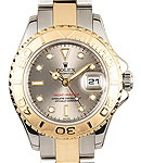 Yachtmaster 2-Tone Small Size On Oyster Bracelet with Grey Index Dial