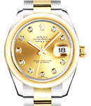 Datejust 31mm in Steel with Domed Bezel on Oyster Bracelet with Champagne Diamond Dial