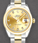 Datejust 31mm in Steel with Domed Bezel on Oyster Bracelet with Champagne Diamond Dial