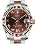 2-Tone Datejust 31mm on Oyster Bracelet with Chocolate Dial with Diamond at IV