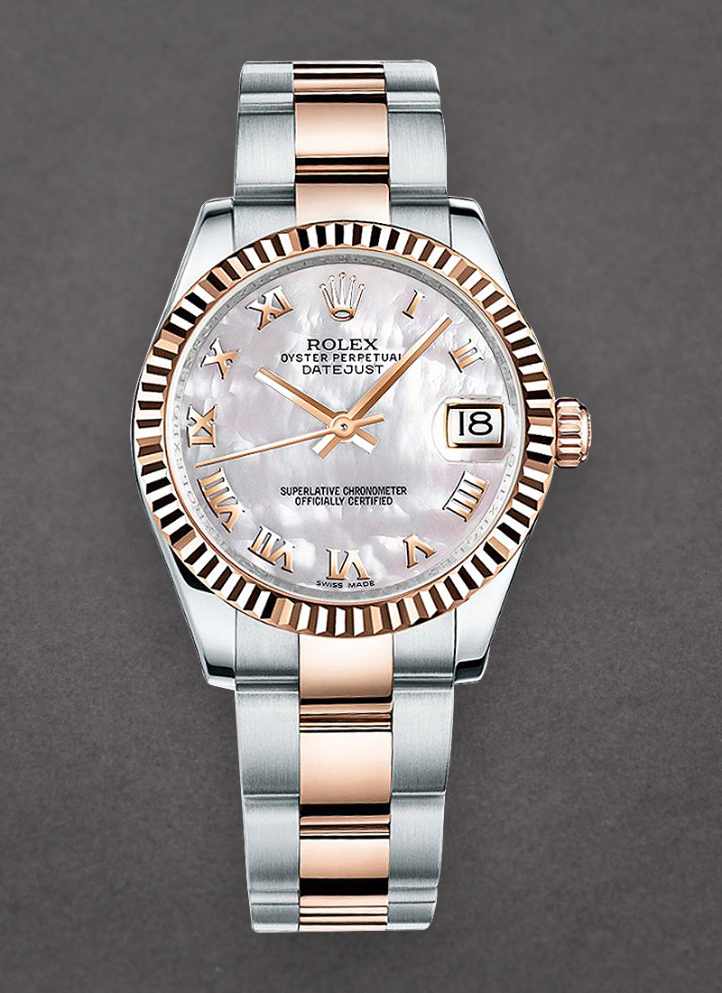 Rolex Unworn Datejust 31mm in Steel with Rose Gold Domed Bezel