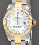 Datejust 31mm in Steel with Yellow Gold Domed Bezel on Oyster Bracelet with MOP Roman Dial