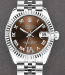 Datejust in Steel with Fluted Bezel on Steel Jubilee Bracelet with Bronze Roman Dial