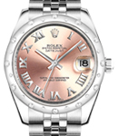 Datejust 31mm in Steel with 24 Diamond Bezel  on Steel Jubilee Bracelet with Pink Roman Dial