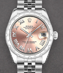 Datejust 31mm in Steel with 24 Diamond Bezel  on Steel Jubilee Bracelet with Pink Roman Dial