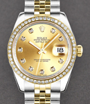Mis Size 2 Tone Datejust 31mm with Yellow Gold Diamond Bezel on Jubilee Bracelet with Champagne Diamond Dial
