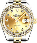 Mis Size 2 Tone Datejust 31mm with Yellow Gold Diamond Bezel on Jubilee Bracelet with Champagne Diamond Dial