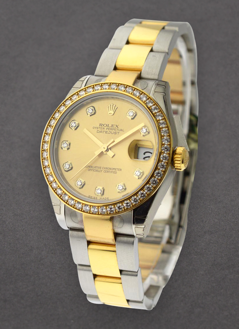 Rolex Unworn Datejust in Steel with Yellow Gold Diamond Bezel