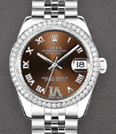 Mid Size 31mm Datejust in Steel with Diamond Bezel on Jubilee Bracelet with Bronze Roman Dial - Diamonds on 6