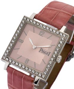 Altiplano 30mm  with Diamond Bezel White Gold on Pink Strap with Pink Dial