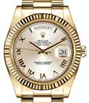 Day-Date II President in Yellow Gold with Fluted Bezel on President Bracelet with Silver Roman Dial