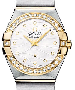 Constellation Ladies Mini in 2-Tone with Diamond Bezel on Steel and Yellow Gold Bracelet with White MOP Diamond Dial