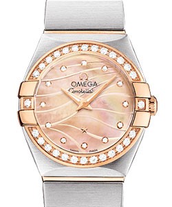 Constellation Ladies Mini in 2-Tone with Diamond Bezel on Steel and Rose Gold Bracelet with Rose Gold MOP Diamond Dial
