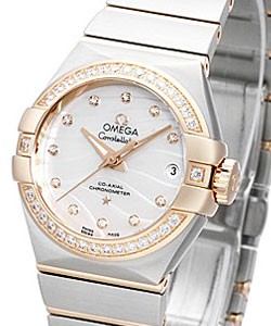 Constellation Brushed Chronometer 2 Tone with Diamond Bezel on Steel and Yellow Gold Bracelet with White Mother of Pearl Dial