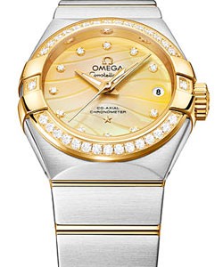 Constellation Brushed Chronometer 2 Tone with Diamond Bezel on Steel and Rose Gold Bracelet with Gold MOP Dial