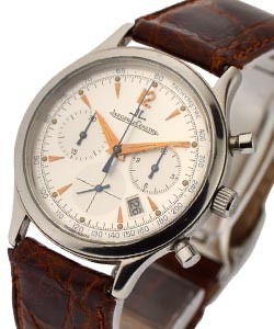Master Control Chronograph in Steel  on Strap with Silver Dial