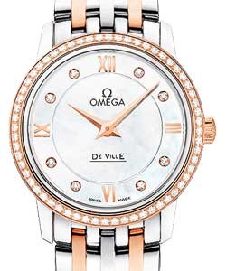 De Ville Prestige Co-Axial 27.4mm in 2-Tone - Diamonds Steel and Rose Gold Bracelet - White MOP Diamond Dial