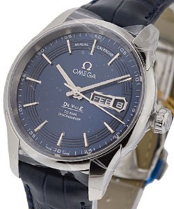 De Ville Hour Vision Annual Calendar Automatic in Steel On Blue Crocodile Strap with Blue Index Dial
