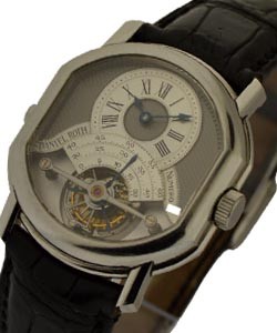 Tourbillon Double Face Regulateur in Steel on Strap with Grey Dial