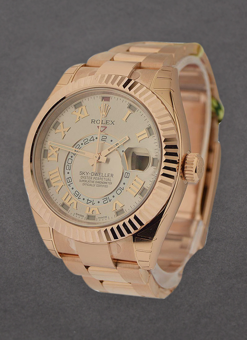 Rolex Unworn Sky Dweller 42mm in Rose Gold with Fluted Bezel