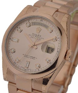 President Day Date 36mm in Rose Gold with Smooth Bezel on Bracelet with Rose Diamond Dial
