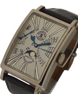 Bi Retro Calendar Much More White Gold on Strap with Silver Dial