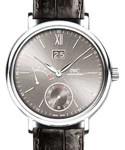 Portofino Mens 45mm Mechanical in White Gold On Black Crocodile Strap with Gray Dial