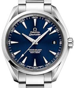 Aqua Terra Automatic 42mm in Steel On Steel Bracelet with Blue Index Dial with Date
