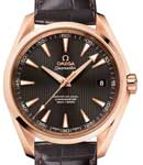 Aqua Terra Mens 42mm Automatic in Rose Gold On Brown Crocodile Strap with Brown Dial