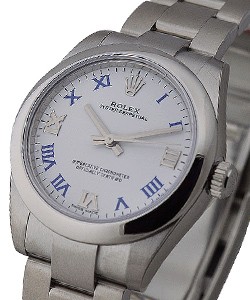 Oyster Perpetual 31mm in Steel with Smooth Bezel on Oyster Bracelet with White Roman Dial