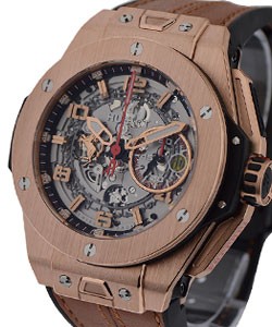 Big Bang 45mm Ferrari Rose Gold with Bezel  on Tan Leather Strap with Skeleton Dial