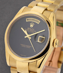 President - 36mm - Yellow Gold - Smooth Bezel   on Oyster Bracelet with Black Oynx Dial