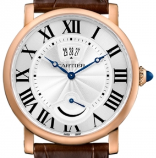 Rotonde Power Reserve 42mm in Rose Gold on Brown Croodile Leather Strap with White Dial