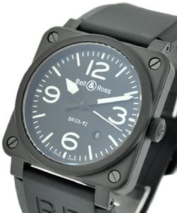 42mm BR 03-92 in Black Ceramic on Black Rubber with Black Dial