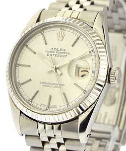 36mm Datejust with White Gold Fluted Bezel on Jubilee Bracelet With Silver Stick Dial